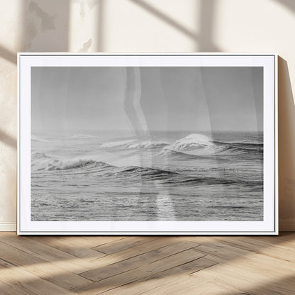 98634812-MGV-CV-36X24-Black and White Ocean Waves Wall Art – Minimalist Sea Canvas Print, Coastal Photography Decor for Living Room, Bedroom or Office