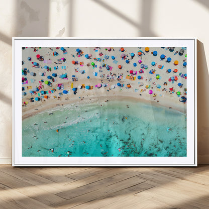 76172085-MGC-FP-36x24_White-Tropical Shoreline Wall Art Canvas Print, Framed Beach Relaxing Art Picture Print, Aerial Summer Perfect Coastal Vibrant Decor