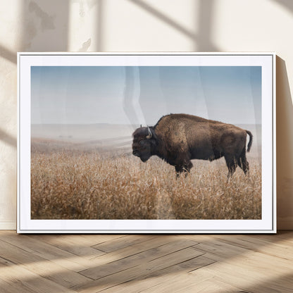 99620201-MGC-FP-36x24_White-Wild Bison Wall Art Canvas Print, Framed Bison in Prairie Art Picture Print, Rustic Western Perfect Rustic Western Decor Artwork