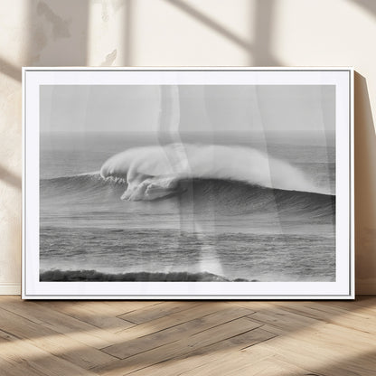 42544082-MGC-FP-36x24_White-Monochrome Seascape Wall Art Canvas Print, Framed Surf Wave Art Picture Print, Minimalist Ocean Perfect Moody Coastal Decor