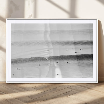 54291445-MGV-CV-36X24-Black White Ocean Wall Art Canvas Print, Framed Coastal Sport Art Picture Print, Ocean Culture Perfect Minimalist Coastal Decor