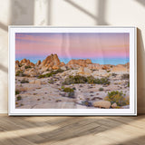 96167137-MGC-FP-36x24_White-Vibrant Sunset Sky Wall Art Canvas Print, Framed Joshua Tree Art Picture Print, Rugged Terrain Perfect Southwestern Boho Decor