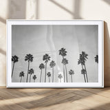 62298277-MGC-FP-36x24_White-Monochrome Palms Wall Art Canvas Print, Framed Minimalist Trees Art Picture Print, Silhouetted Palms Perfect Tropical Minimalist