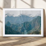 79393816-MGC-FP-36x24_White-Misty Mountain Wall Art Canvas Print, Framed Cloudy Andean Art Picture Print, Rugged Mountain Perfect Rustic Nature Decor Artwork