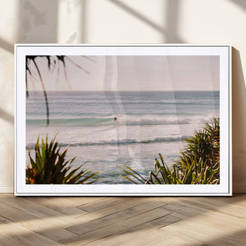 23287092-MGC-FP-36x24_White-Ocean Surfer Wall Art Canvas Print, Framed Coastal Surf Art Picture Print, Tropical Beach Perfect Tropical Coastal Decor Artwork