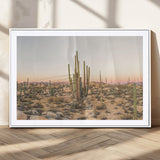 76234974-MGC-FP-36x24_White-Desert Cactus Wall Art Canvas Print, Framed Baja Desert Art Picture Print, Pastel Desert Perfect Southwestern Boho Decor Artwork