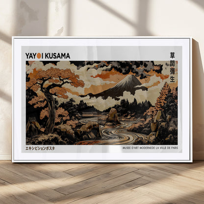 96372548-MGC-FP-36x24_White-Japanese Landscape Wall Art Print – Mt. Fuji Poster with Bonsai Tree & River, Ukiyo-e Inspired Modern Japanese Artwork, Autumn