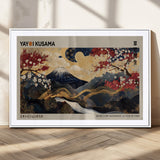 54967195-MGV-CV-36X24-Mount Fuji Wall Art – Japanese Cherry Blossom Abstract Canvas Print, Navy Gold Landscape Painting, Oriental Luxury Home Decor