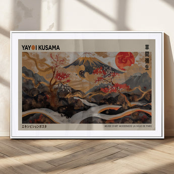 77970791-MGC-FP-36x24_White-Mount Fuji Golden Abstract Wall Art – Japanese Landscape Canvas Poster, Cherry Blossom & Red Sun Painting, Elegant Zen Oriental