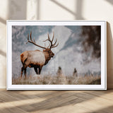 70489411-MGC-FP-36x24_White-Elk Photography Wall Art Canvas Print, Framed Mountain Wildlife Art Picture Print, Rustic Nature Decor Perfect Rustic Lodge Decor