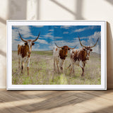 58099948-MGC-FP-36x24_White-Texas Longhorn Wall Art Canvas Print, Framed Western Decor Art Picture Print, Rustic Farmhouse Perfect Western Farmhouse Decor