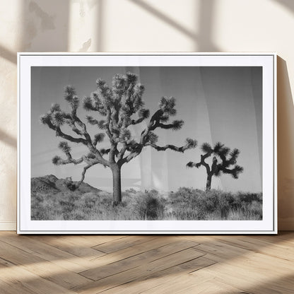 93692513-MGV-CV-36X24-Joshua Tree Wall Art Canvas Print, Framed Monochrome Desert Art Picture Print, Minimalist Nature Scene Perfect Southwestern