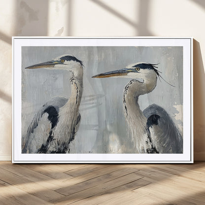 19427826-MGC-FP-36x24_White-Bird Canvas Decor Wall Art Canvas Print, Framed Coastal Bird Pair Art Picture Print, Minimalist Wildlife Wall Perfect Coastal
