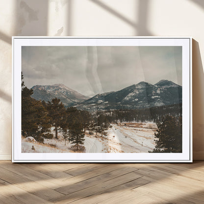 77311749-MGV-CV-36X24-Mountain Landscape Wall Art Canvas Print, Framed Snowy Peaks Art Picture Print, Alpine Aesthetic Perfect Rustic Winter Decor