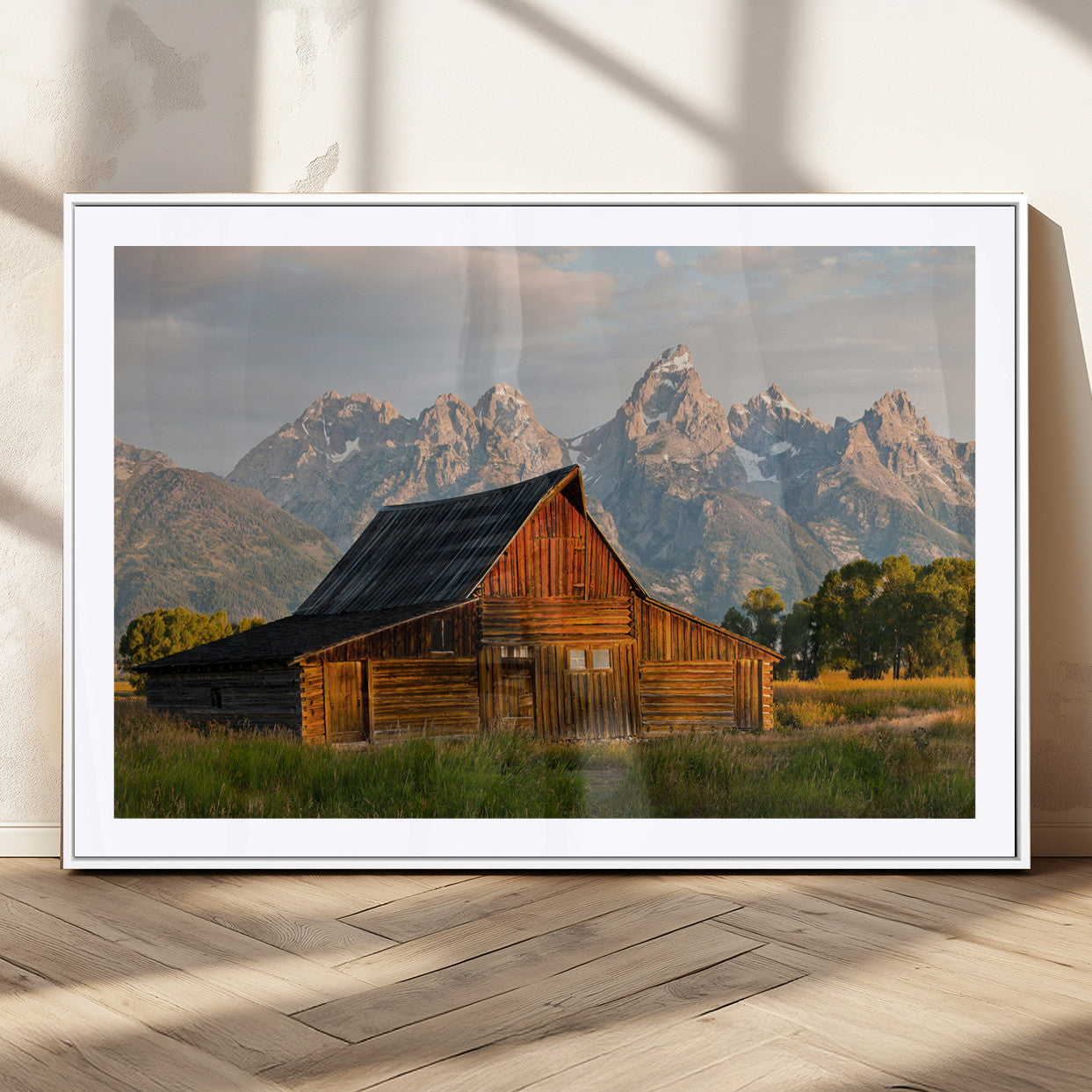 31771014-MGC-FP-36x24_White-Rustic Barn Wall Art Canvas Print, Framed Western Landscape Art Picture Print, Farmhouse Style Perfect Rustic Farmhouse Decor