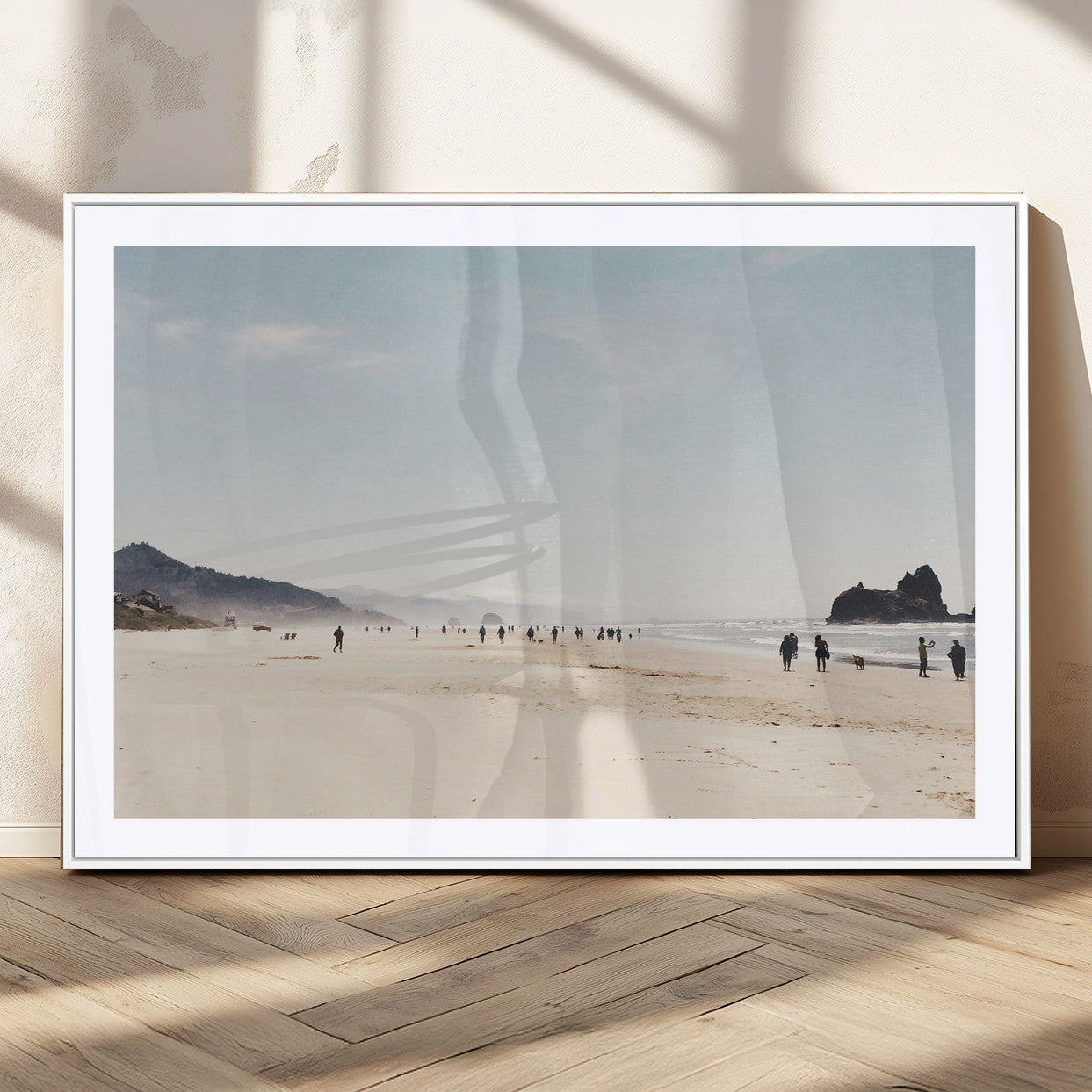 28307820-MGV-CV-36X24-Minimalist Beach Wall Art Canvas Print, Framed Coastal Serenity Art Picture Print, Soft Sand Perfect Modern Coastal Decor Artwork