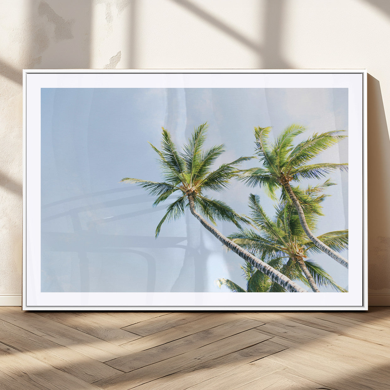 54719115-MGV-CV-36X24-Palm Trees Wall Art Canvas Print, Framed Tropical Aesthetic Art Picture Print, Coastal Serenity Perfect Tropical Minimalist Decor