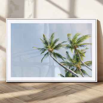 54719115-MGV-CV-36X24-Palm Trees Wall Art Canvas Print, Framed Tropical Aesthetic Art Picture Print, Coastal Serenity Perfect Tropical Minimalist Decor