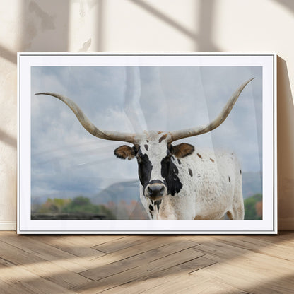 63592811-MGV-CV-36X24-Texas Longhorn Wall Art Canvas Print, Framed Western Rustic Art Picture Print, Farmhouse Decor Perfect Rustic Farmhouse Decor