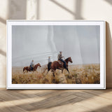 94723307-MGV-CV-36X24-Western Cowboys Wall Art Canvas Print, Framed Rustic Prairie Art Picture Print, Horseback Riding Perfect Rustic Western Decor
