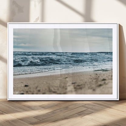 81812590-MGC-FP-36x24_White-Ocean Wall Art Wall Art Canvas Print, Framed Coastal Canvas Art Picture Print, Moody Seascape Perfect Coastal Minimalist Decor