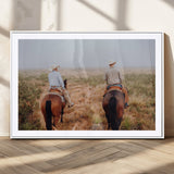 54943176-MGC-FP-36x24_White-Cowboy Wall Art Wall Art Canvas Print, Framed Western Canvas Art Picture Print, Rustic Ranch Scene Perfect Rustic Western Decor