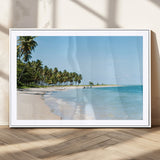 37858872-MGC-FP-36x24_White-Palm Tree Coast Wall Art Canvas Print, Framed Island Getaway Art Picture Print, Crystal Blue Water Perfect Tropical Coastal Decor