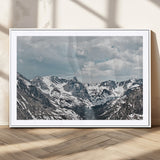 94074619-MGV-CV-36X24-Snowy Peaks Wall Art Canvas Print, Framed Alpine Wilderness Art Picture Print, Mountain Escape Perfect Winter Serenity Decor