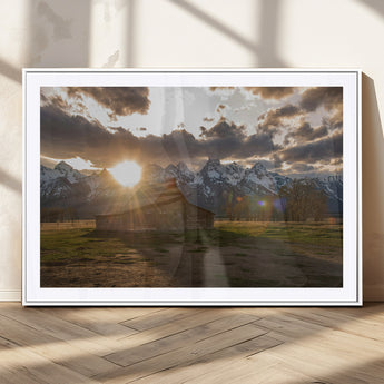 52555760-MGV-CV-36X24-Snowy Peaks Wall Art Canvas Print, Framed Nature Escape Art Picture Print, Rustic Charm Perfect Rustic Western Decor Artwork