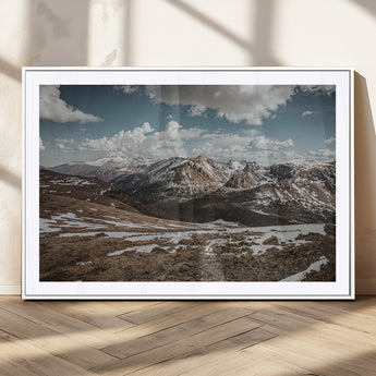 44565953-MGC-FP-36x24_White-Mountain Landscape Wall Art Canvas Print, Framed Snowy Peaks Art Picture Print, Rugged Highlands Perfect Rustic Adventure Decor