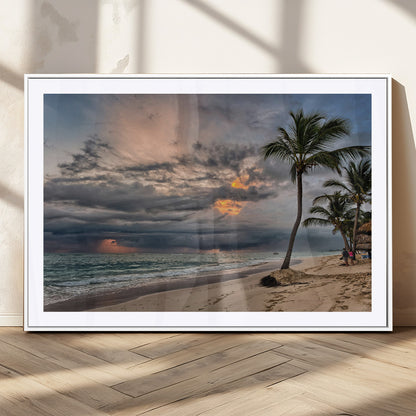 62574547-MGC-FP-36x24_White-Tropical Storm Wall Art Canvas Print, Framed Moody Beach Art Picture Print, Dramatic Sky Perfect Tropical Coastal Decor Artwork