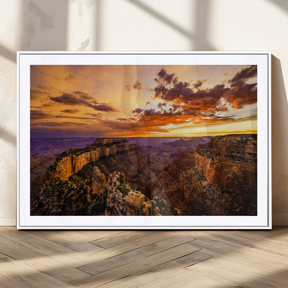 75573843-MGV-CV-36X24-Grand Canyon Sunset Wall Art – Panoramic Canyon Landscape Canvas Print, Dramatic Desert Cliffs Artwork, Nature Inspired Scenic