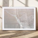 28414510-MGC-FP-36x24_White-Ocean Shoreline Wall Art – Minimal Coastal Beach Canvas Print, Soft Sea Foam and Sand Photography Artwork, Relaxing Nautical Decor