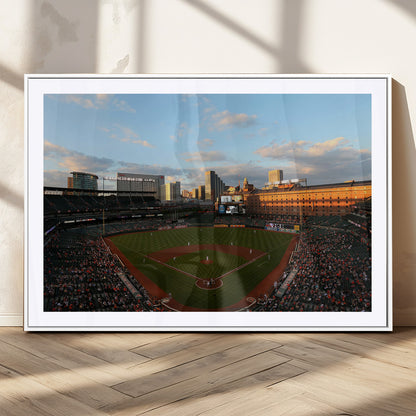 22285236-MGC-FP-36x24_White-Baseball Stadium Sunset – Panoramic Ballpark Canvas Wall Art, Sports Decor for Office, Man Cave, Game Room, Sports Bar, Baseball