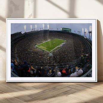 14387817-MGC-FP-36x24_White-Lambeau Field Stadium Wall Art – Green Bay Packers Game Day Canvas Print with Fireworks and Crowd – NFL Football Fan Man Cave