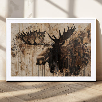 83505059-MGC-FP-36x24_White-Majestic Moose Wall Art – Rustic Animal Canvas Painting – Wilderness Wildlife Decor with Earthy Tones for Cabin, Lodge, Farmhouse,