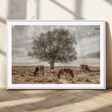 87590224-MGC-FP-36x24_White-Longhorn Cattle Wall Art – Rustic Western Landscape Canvas Print, Texas Farmhouse Prairie Scene for Living Room, Office, or Ranch