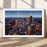 81886632-MGC-FP-36x24_White-Atlanta Skyline Wall Art – Vibrant City Lights Canvas Print, Modern Urban Cityscape Decor for Living Room, Office, or Apartment