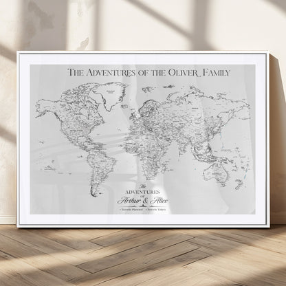 21029247-MGV-CV-36X24-Minimalist World Map Wall Art – Black and White Travel Adventure Print, Modern Family Travel Map Decor for Living Room, Bedroom,