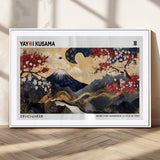 28945903-MGC-FP-36x24_White-Yayoi Kusama Inspired Japanese Art Canvas Print – Framed Floral & Mt. Fuji Wall Decor, Modern Asian Style Canvas for Home, Office,