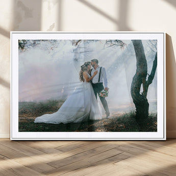 CSTM913-MGC-FP-36x24_White-Framed Wedding Canvas Print - Custom Wall Art Keepsake for Couples, Elegant Home Decoration Gift, Create Your Own Photo Canvas