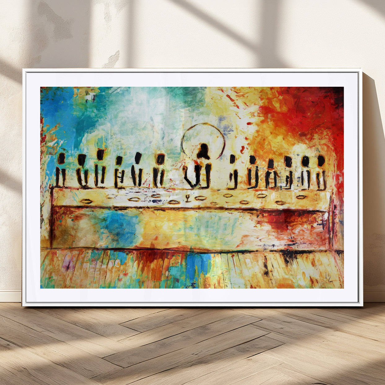 YKE34632598CR-MGV-CV-36X24-Abstract Last Supper with Apostles Wall Art Canvas Print