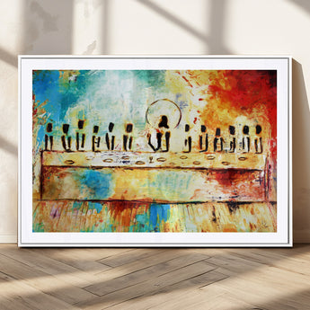 YKE34632598CR-MGV-CV-36X24-Abstract Last Supper with Apostles Wall Art Canvas Print