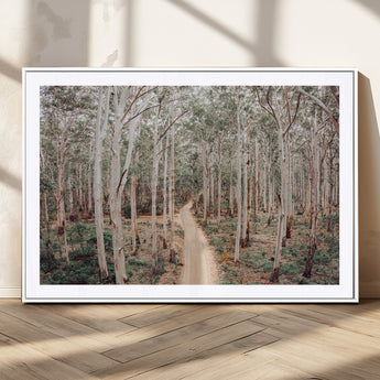 24760563-MGC-FP-36x24_White-Forest Wall Art – Tranquil Woodland Path Canvas Print, Scenic Nature Photography Decor for Bedroom, Living Room, Office, Cabin or