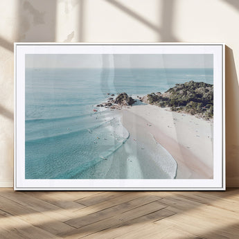 79395467-MGC-FP-36x24_White-Coastal Wall Art – Aerial Beach Canvas Print, Ocean Waves and Sandy Shore Photography Decor for Bedroom, Living Room, Office,
