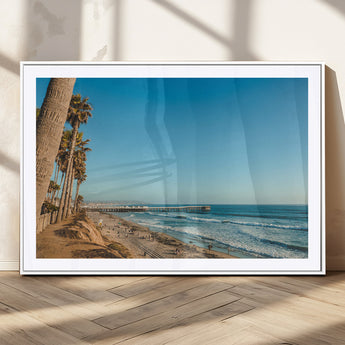 92568259-MGC-FP-36x24_White-California Beach Wall Art – Palm Tree Pier Canvas Print, Coastal Ocean Photography Seaside Decor for Living Room, Bedroom, Office,