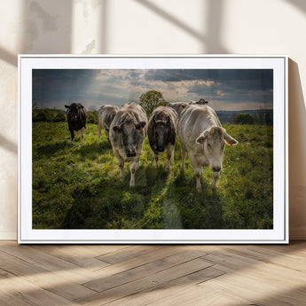 67277447-MGC-FP-36x24_White-Farmhouse Wall Art – Herd of Cows Canvas Print, Rustic Country Pasture Photography Decor for Bedroom, Living Room, Office, Ranch,