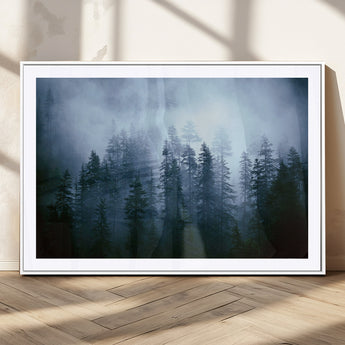 93439624-MGC-FP-36x24_White-Forest Wall Art – Misty Pine Trees Canvas Print, Moody Nature Photography Decor for Bedroom, Living Room, Office, Cabin, Lodge or