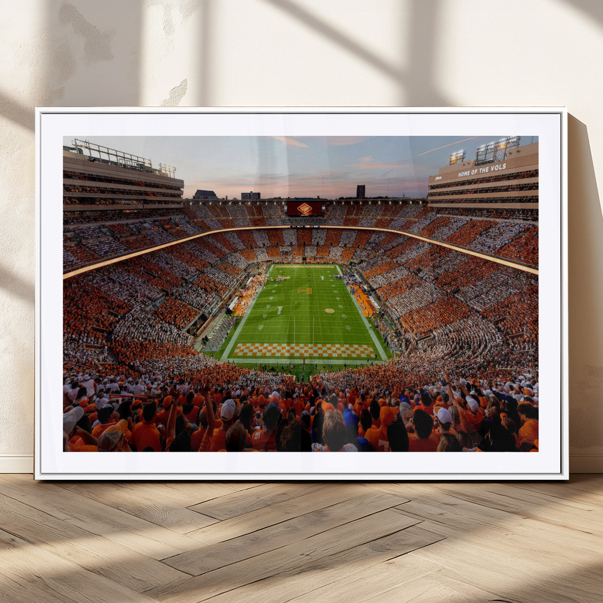37160229-MGV-CV-36X24-Tennessee Volunteers Wall Art – Neyland Stadium Sunset Checkerboard Game Canvas Print, Vols Football Panorama Sports Decor
