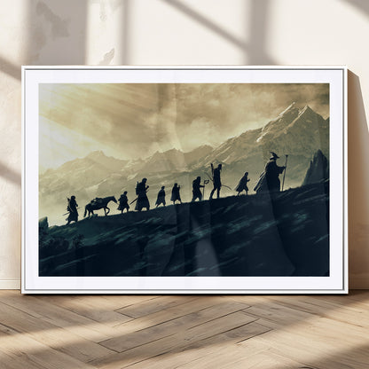 76547-MGV-CV-36X24-Fellowship Journey Wall Art Canvas Print, Framed LOTR Art Picture Print, Middle Earth Perfect Tolkien Fantasy Decor Artwork